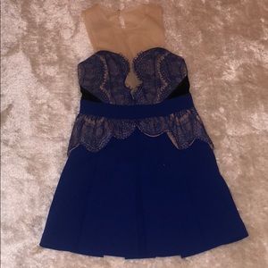 Blue mesh/lace dress